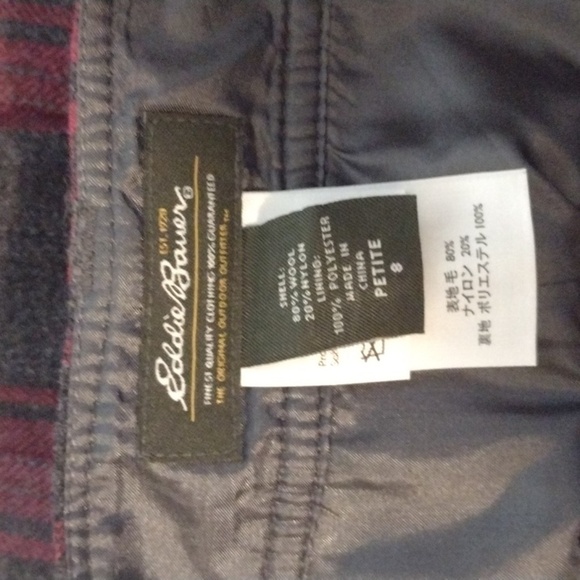 Eddie Bauer  red gray plaid wool blend skirt 80%wool size 8 petite - Picture 8 of 9